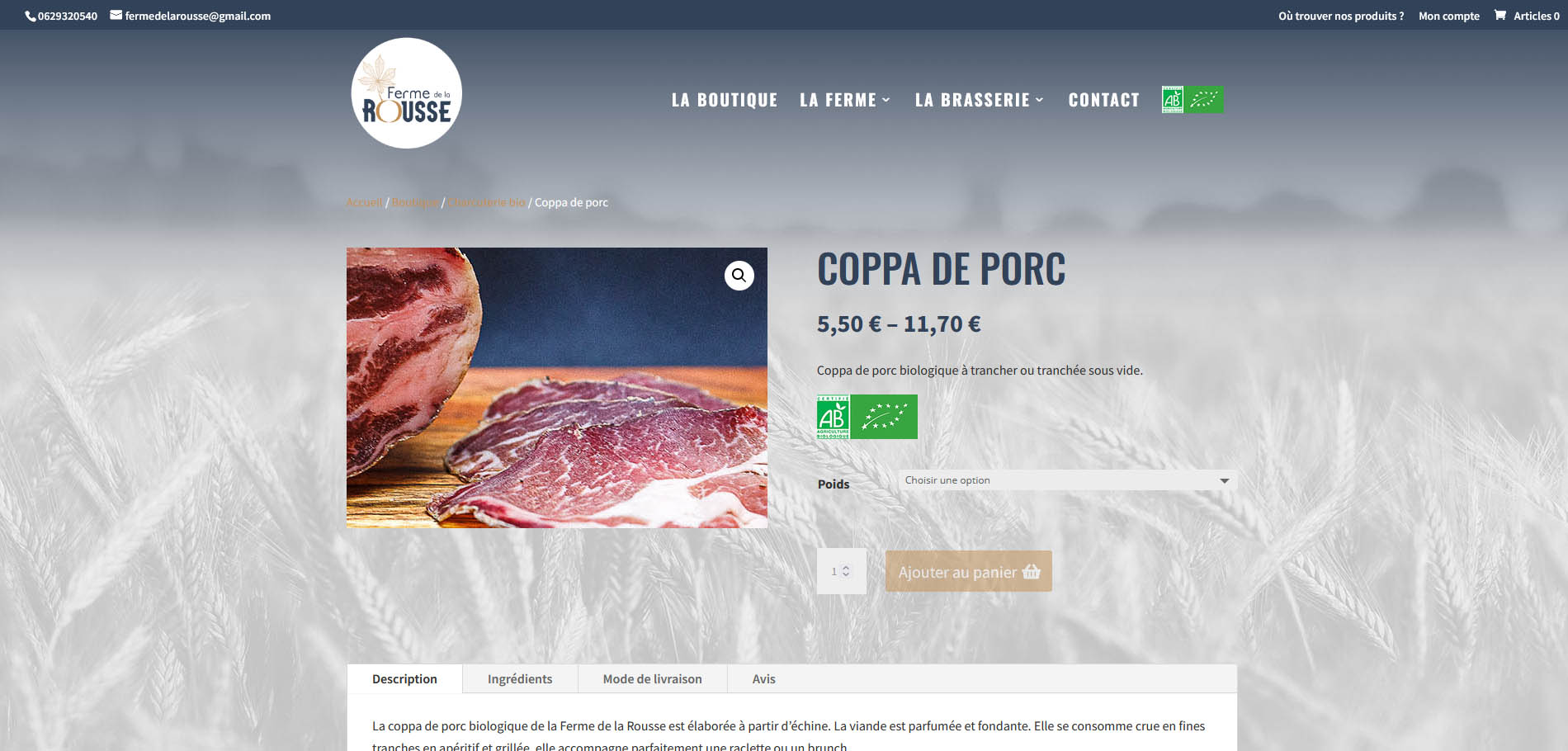 Produit charcuterie de porcs biologiques-Site-internet-ecommerce-Ferme de la Rousse-Brasserie BelAvey-Aveyron-julienbarbatcom-communication digitale